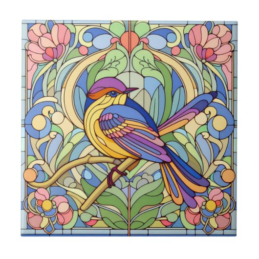 Buntglasvogel Fliese (Vorderseite)