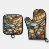 Buntglaswellen Ofenhandschuh & Topflappen-Set (Vorderseite)
