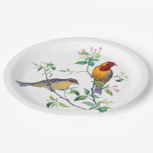 Bunting Birds on Branches Pappteller (Schrägansicht)