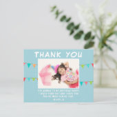 Bunting Flag Birthday Foto Vielen Dank Postkarte (Stehend Vorderseite)