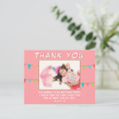 Bunting Flag Birthday Foto Vielen Dank Postkarte (Stehend Vorderseite)