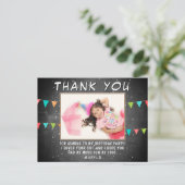 Bunting Flag Chalkboard Birthday Foto Vielen Dank Postkarte (Stehend Vorderseite)