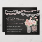 Bunting Mason Jar Chalkboard Brautparty Einladung (Vorne/Hinten)