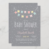 Buntings Kinderdusche Einladung Graurosa Minze (Vorne/Hinten)