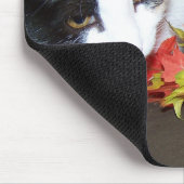 Buntkatze Herbst Blätter Mauspad (Ecke)