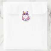 Buntkatze mit Herz-Sonnenbrille Aufkleber (Tasche)