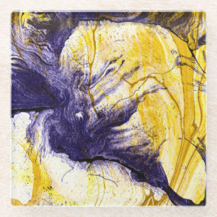 Buntmarmoriertes Papier: Helle Acryl-Kunst Glasuntersetzer