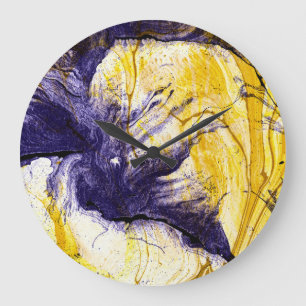 Buntmarmoriertes Papier: Helle Acryl-Kunst Große Wanduhr