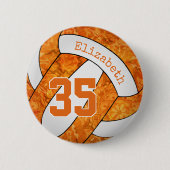 Buntorange, weiße Volleyballfarben Button (Vorderseite)
