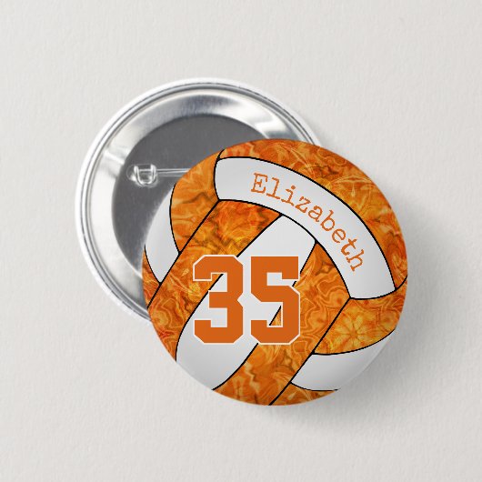 Buntorange, weiße Volleyballfarben Button (Vorne & Hinten)