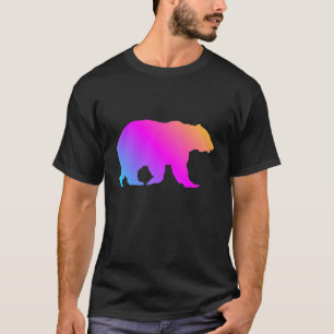 Buntsilhouette eines Grizzlybären in Pastellfarben T-Shirt