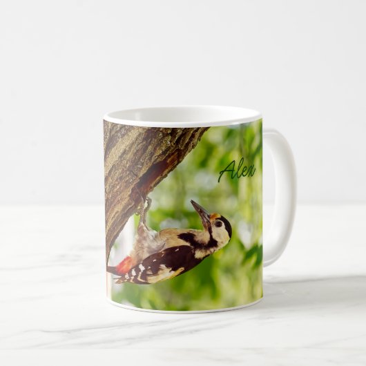 Buntspecht-Vogelporträt Kaffeetasse (VorderseiteRechts)