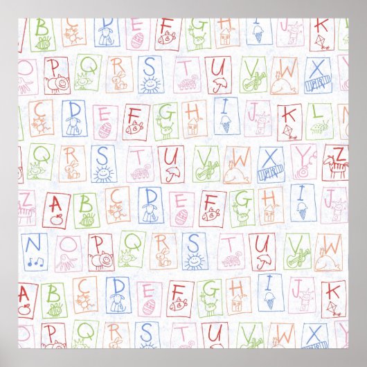 Buntstift-ABC-Hintergrundleinwand Poster (Vorne)