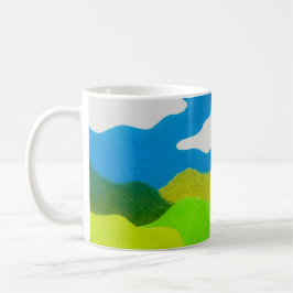 Buntstift Abstraktes Landschaft Blau Himmel Kaffeetasse