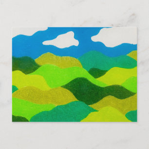 Buntstift Abstraktes Landschaft Blau Himmel Postka Postkarte