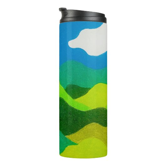 Buntstift Abstraktes Landschaft Blau Himmel Thermosbecher (Nach rechts gedreht)