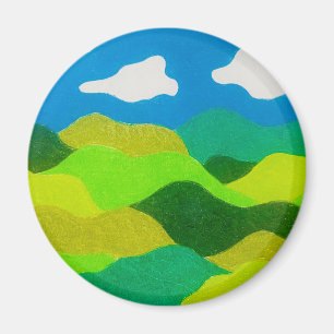 Buntstift Abstraktes Landschaft Blaues Himmel Magnet