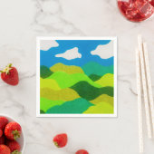 Buntstift Abstraktes Landschaft Blaues Himmel Serviette (Beispiel)