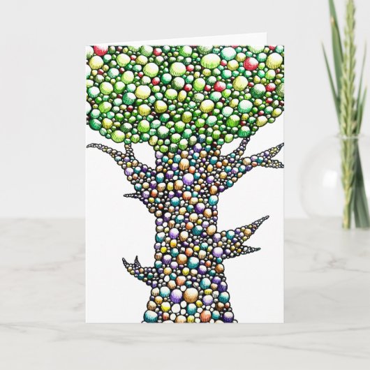 Buntstift-Blasen-Baum-Zeichnung Kunst Karte (Vorderseite)