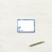 Buntstift-Delfin springt personalisiert Post-it Klebezettel (Auf Schreibtisch)