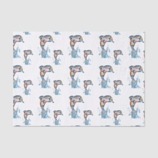 Buntstift-Delfine-Muster Seidenpapier (Vorderseite)