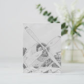 Buntstift-Flugzeug Postkarte (Stehend Vorderseite)