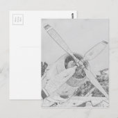 Buntstift-Flugzeug Postkarte (Vorne/Hinten)