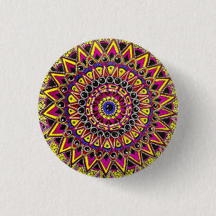 Buntstift Lila Gelb Mandala Button