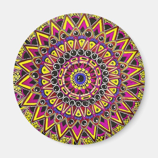 Buntstift Lila Gelb Mandala Magnet (Vorne)