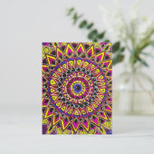 Buntstift Lila Gelb Mandala Postkarte (Stehend Vorderseite)