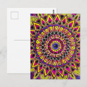 Buntstift Lila Gelb Mandala Postkarte (Vorne/Hinten)