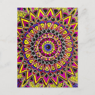 Buntstift Lila Gelb Mandala Postkarte