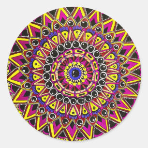 Buntstift Lila Gelb Mandala Runder Aufkleber