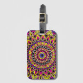 Buntstift Lila Gelbe Mandala Gepäckanhänger (Vorderseite Vertikal)
