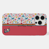 Buntstift Pastell Herz & Blumen iPhone Hülle (Rückseite (Horizontal))