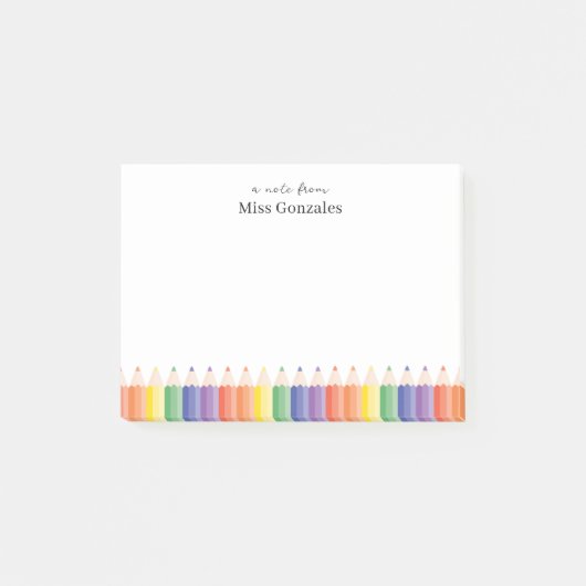 Buntstift personalisierter Lehrer Post-it Klebezettel (Vorderseite)