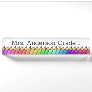 Buntstift-Regenbogen-Personalisierter Schreibtisch Namensplakette