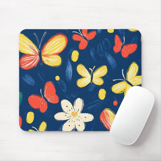 Buntstift- und Schmetterlingsblumen Mousepad (Mit Mouse)