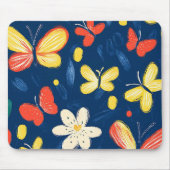 Buntstift- und Schmetterlingsblumen Mousepad (Vorne)
