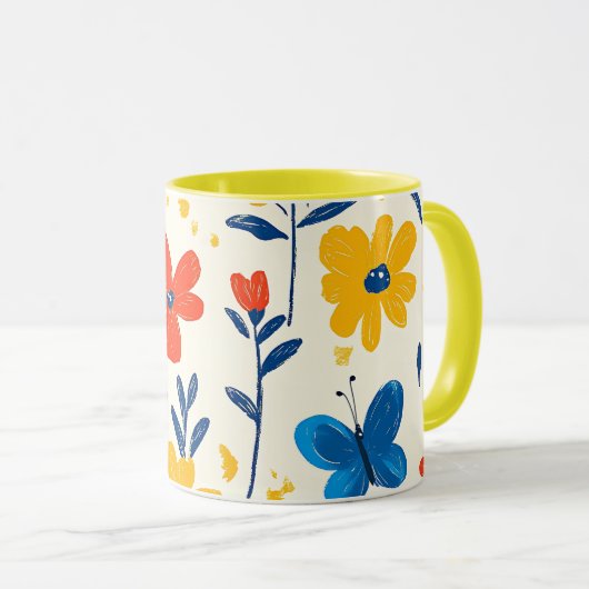 Buntstift- und Schmetterlingsblumen Tasse (VorderseiteRechts)