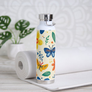 Buntstift- und Schmetterlingsblumen Trinkflasche