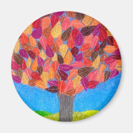 Buntstiftbaum mit Blättern Zeichnung  Magnet
