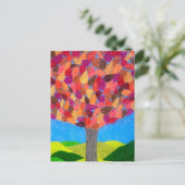 Buntstiftbaum mit Blättern Zeichnung Postkarte (Stehend Vorderseite)