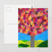 Buntstiftbaum mit Blättern Zeichnung Postkarte (Vorne/Hinten)