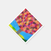 Buntstiftbaum mit Blättern Zeichnung Serviette (Ecke)