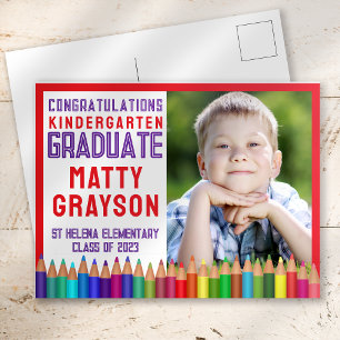 Buntstifte Kindergarten Foto Abschluss Ankündigungspostkarte