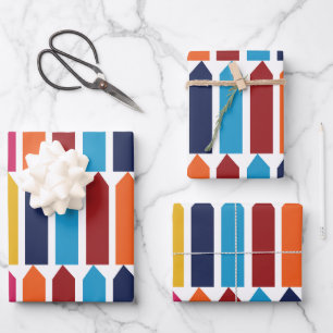 Buntstifte Schul-Lehrer Kinder Bunt Spaß Geschenkpapier Set