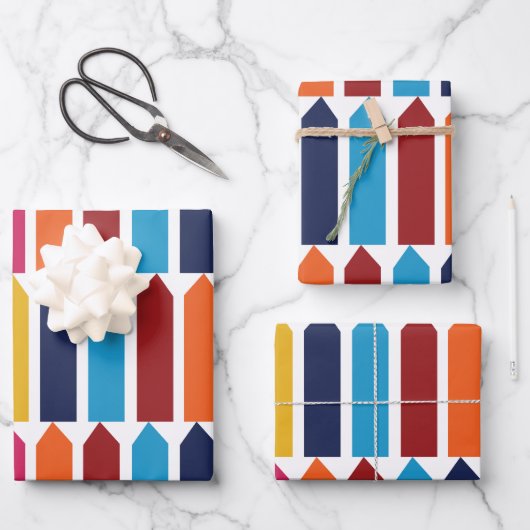 Buntstifte Schul-Lehrer Kinder Bunt Spaß Geschenkpapier Set (Vorderseite)