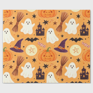Buntstiftkinder zeichnen skurrile Halloween Geschenkpapier