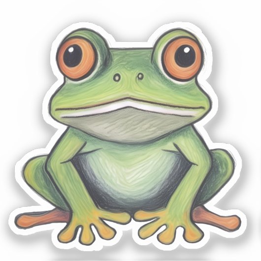Buntstiftzeichnung Frosch Aufkleber (Vorderseite)